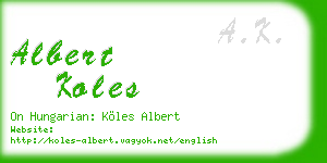 albert koles business card